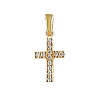 Pendentif or jaune 18K & Oxydes de zirconium - Croix - 12x8mm