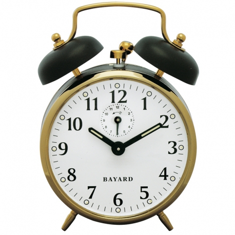 Réveil mécanique Bayard en métal - H 14cm / L 9.5cm