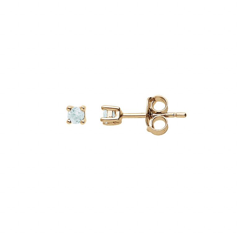 Boucles d\'oreilles bouton plaqué or & Pierre véritable topaze bleu - 2.5mm
