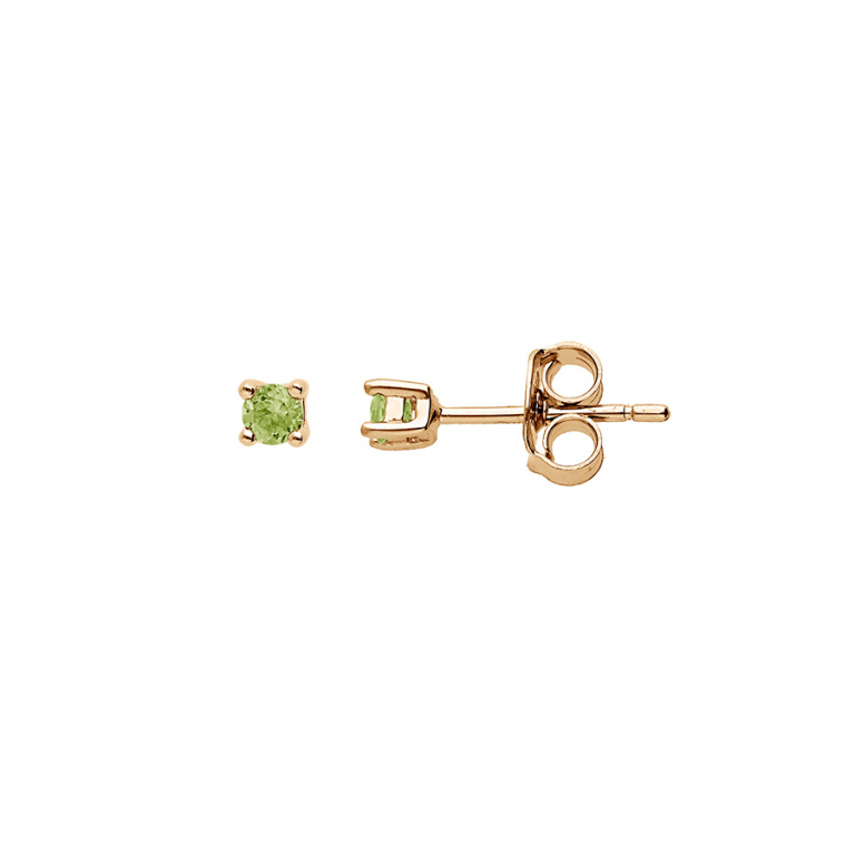Boucles d\'oreilles bouton plaqué or & Pierre véritable péridot - 2.5mm