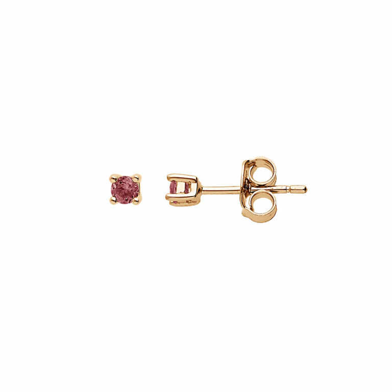 Boucles d\'oreilles bouton plaqué or & Pierre véritable grenat - 2.5mm