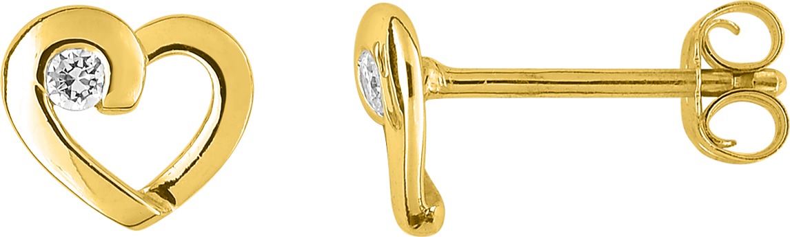 Bouton plaqué or coeur & oxyde de zirconium