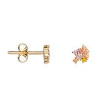 Boucles d\'oreilles bouton plaqué or & oxyde de zirconium orange