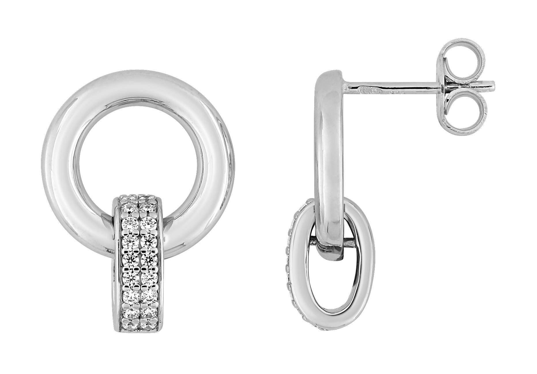 Boucles d\'oreilles bouton argent rhodié & oxyde de zirconium