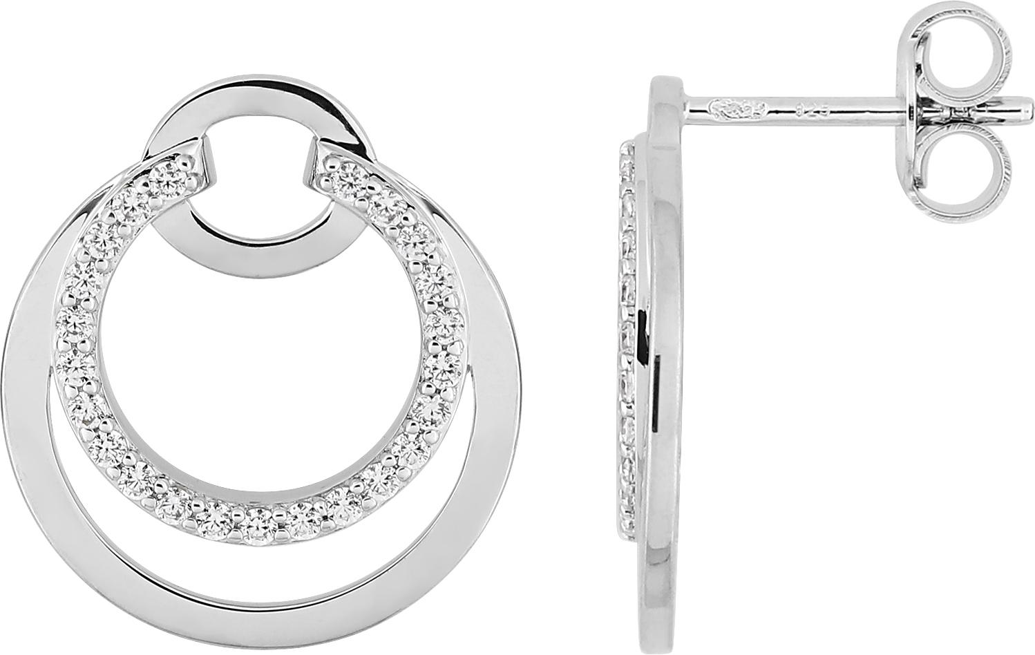 Boucles d\'oreilles bouton argent rhodié & Oxydes de zirconium