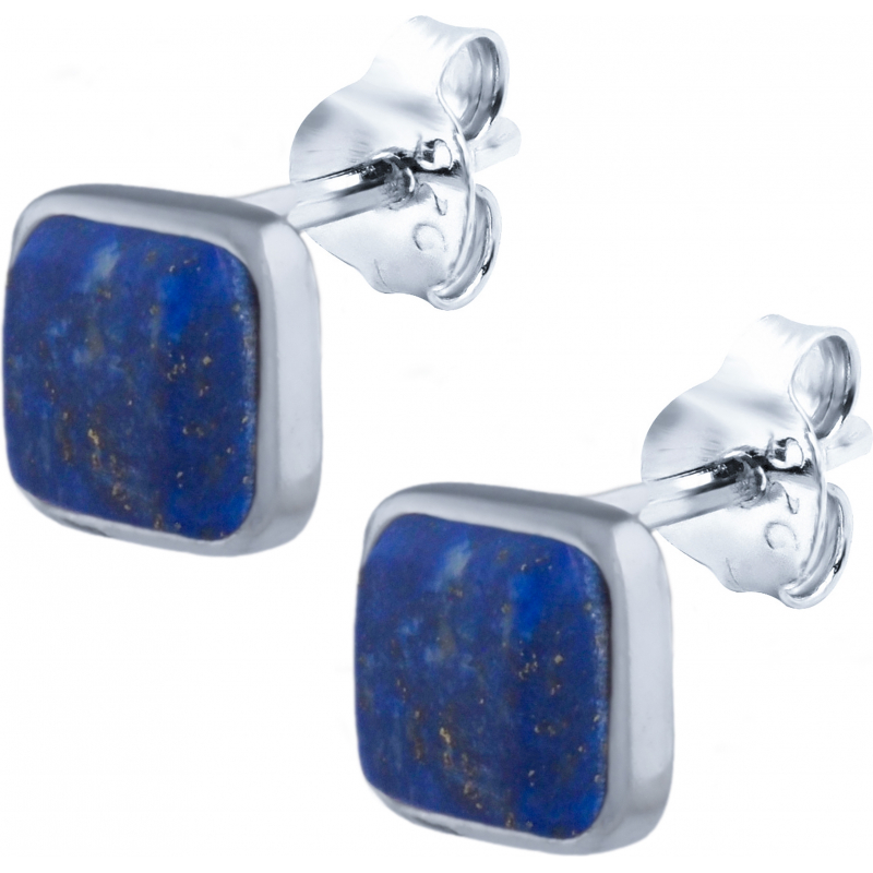 Boucles d\'oreilles bouton argent rhodié & Lapis Lazuli 5x5mm