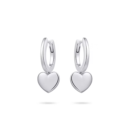 Créoles à charnière argent rhodié - Coeurs