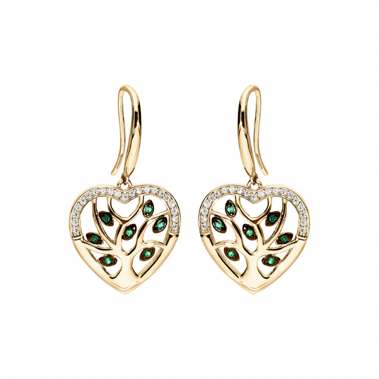 Boucles d\'oreilles crochet vermeil & Oxydes de Zirconium - Coeur