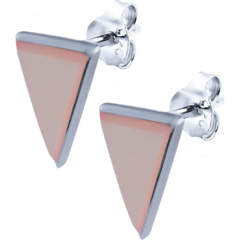 Boucles d\'oreilles bouton argent rhodié & Nacre rosé
