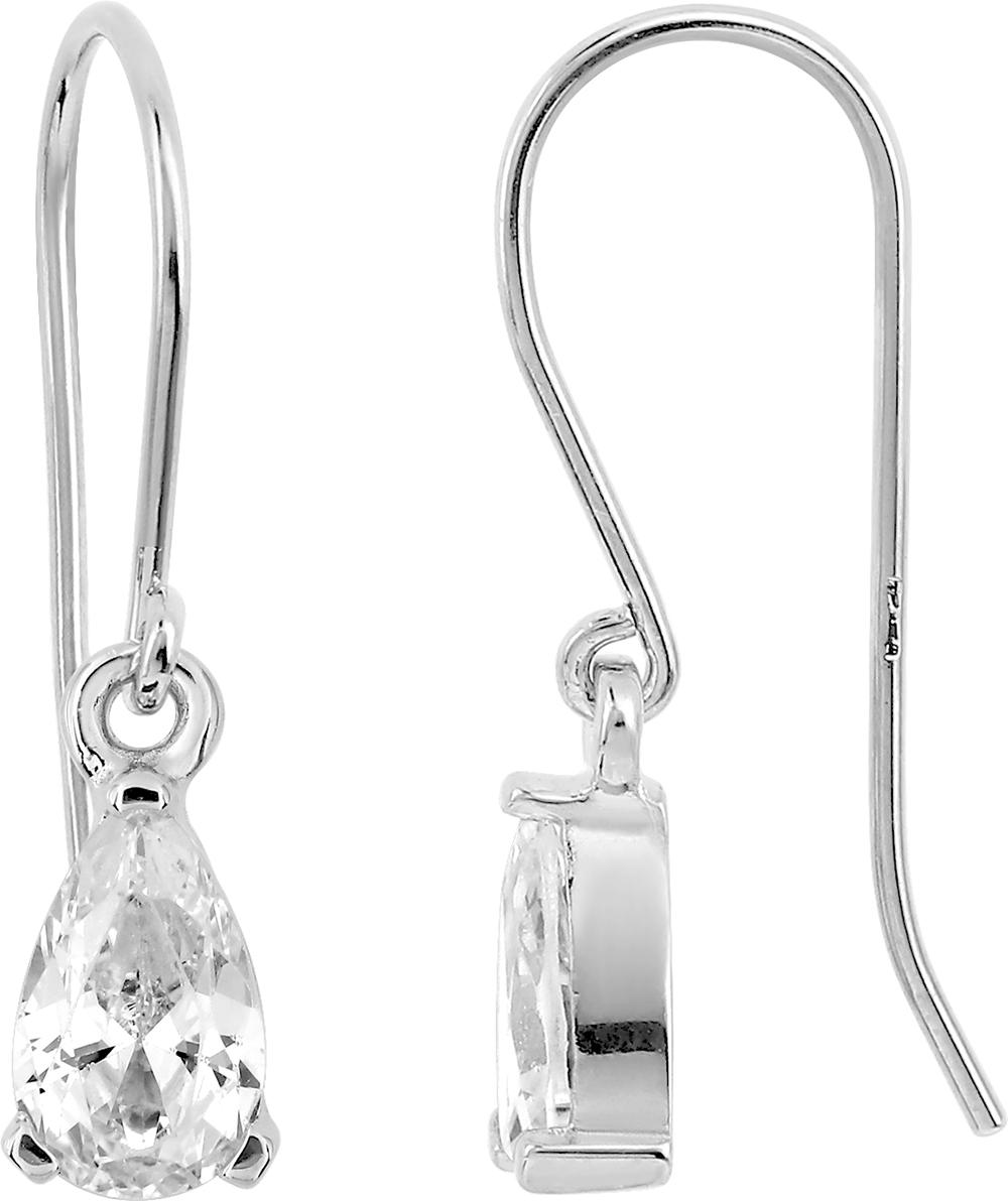 Boucles d\'oreilles crochet argent rhodié & Oxydes de Zirconium