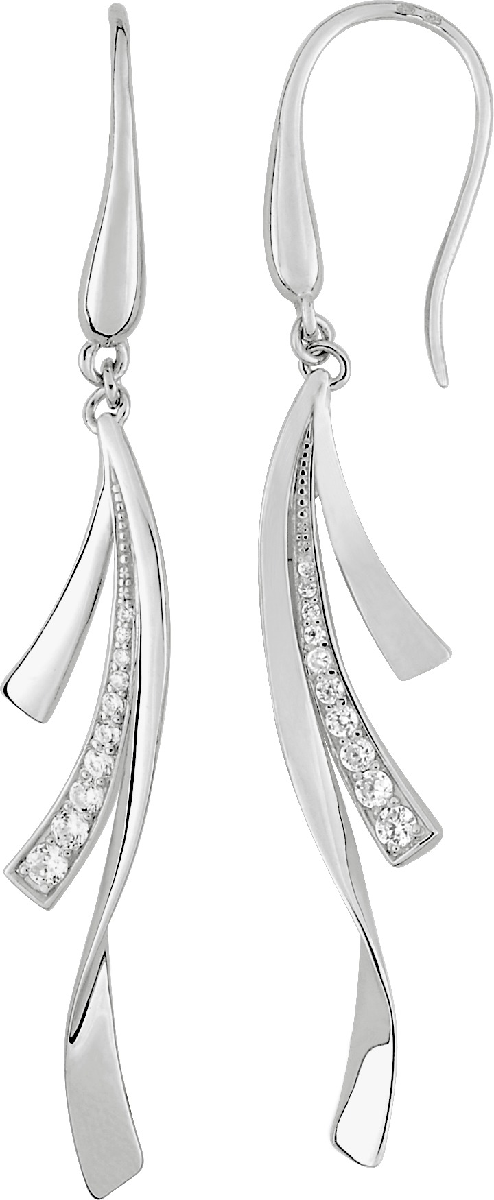 Boucles d\'oreilles crochet argent rhodié & Oxydes de zirconium