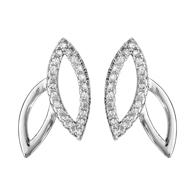 Boucles d\'oreilles bouton argent rhodié & Oxydes de zirconium