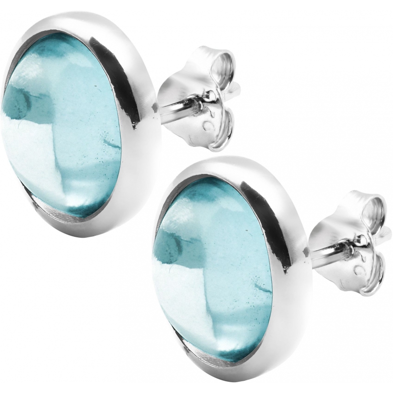 Boucles d\'oreilles bouton argent rhodié & Topazes bleues 11x9mm