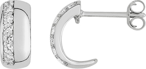 Demi-créoles argent rhodié & Oxydes de zirconium