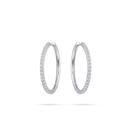 Créoles à charnière argent & Oxydes de zirconium 30mm - fil 2mm