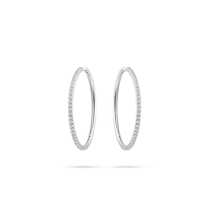 Créoles à charnière argent & Oxydes de zirconium 40mm - fil 2mm