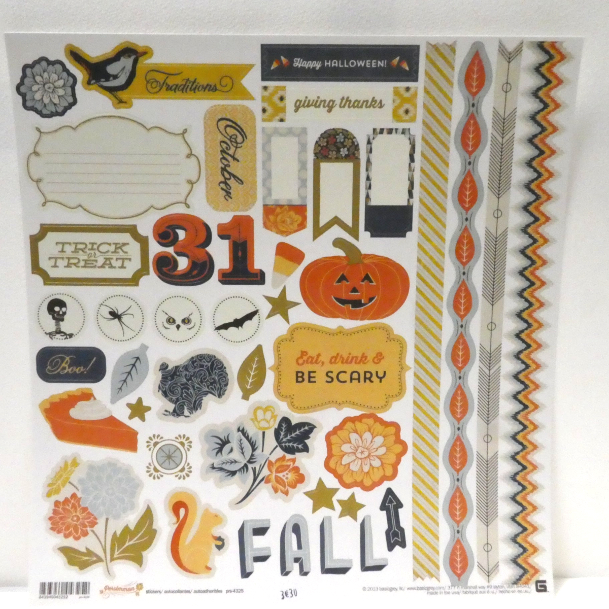 Planche 30 x 30 cm de Stickers Halloween INNSPIRO