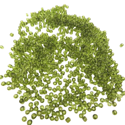 perles de rocaille 2 mm vertes translucides