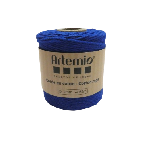 coton macramé 1 mm bleu roi