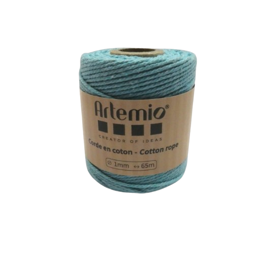 coton macramé 1 mm bleu