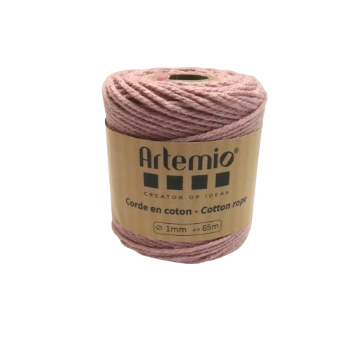 coton macramé 1 mm rose