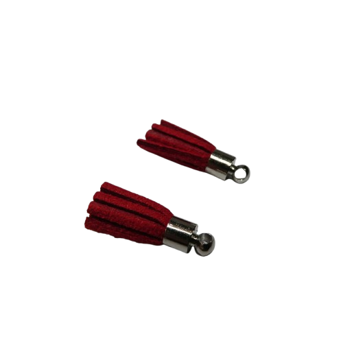 pompons suédine rouge