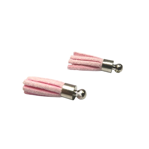 pompons suédine rose clair