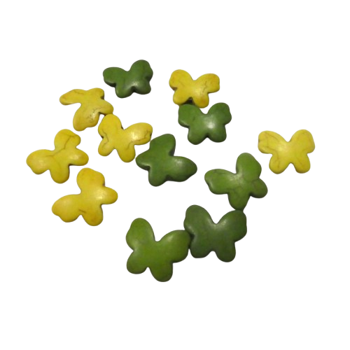 perles papillon jaunes et verte
