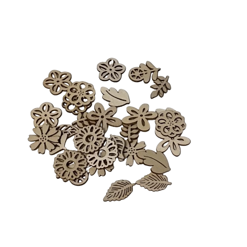 embellissements bois fleurs et feuilles