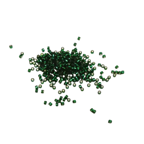 perles miyuki argentée vert foncé