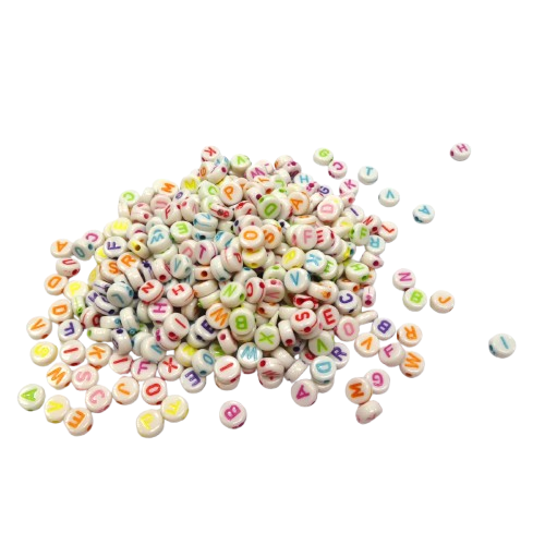 perles alphabet colorés pastel