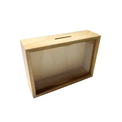 tirelire en bois vitrée