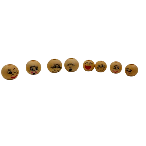 perles visages en bois