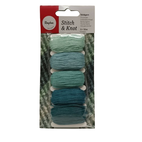 fil à broder rayher bleu vert