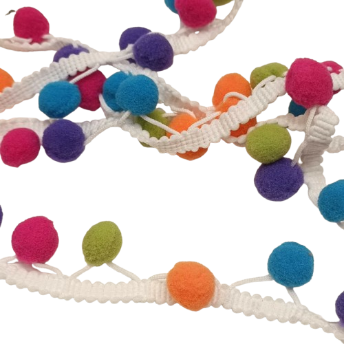 ruban pompons colorés