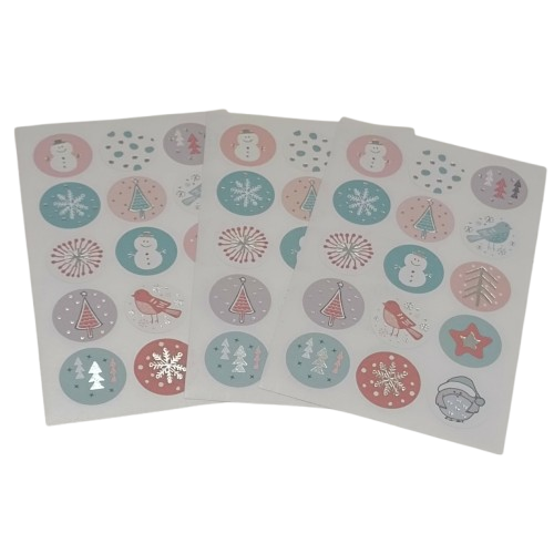 stickers ronds pastel noël