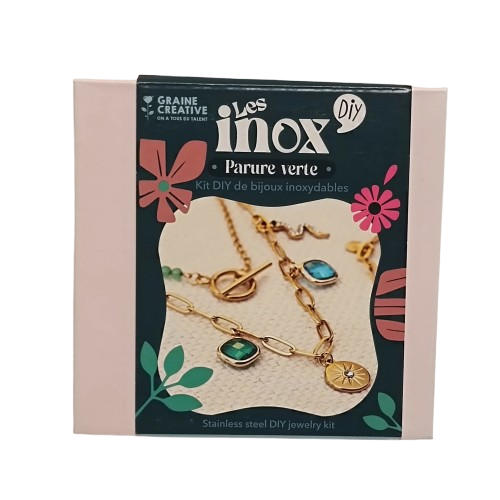 kit parure bijoux graine creative acier inoxydable vert
