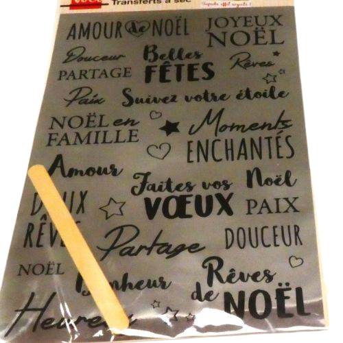 transferts à sec noel argenté kit creation