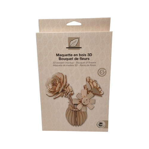 maquette bouquet fleurs en bois 3D