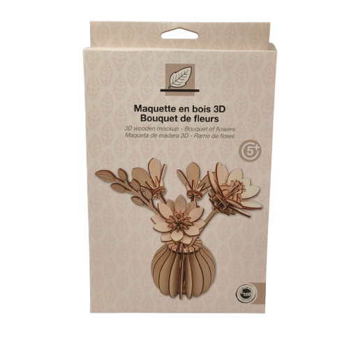 maquette 3D en bois bouquet de fleurs