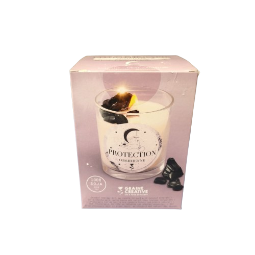 kit bougie lithothérapie graine creative obsidienne