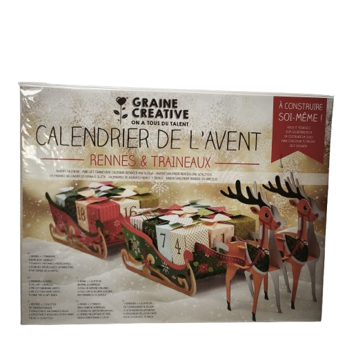 calendrier de lavent traineau et rennes graine creative
