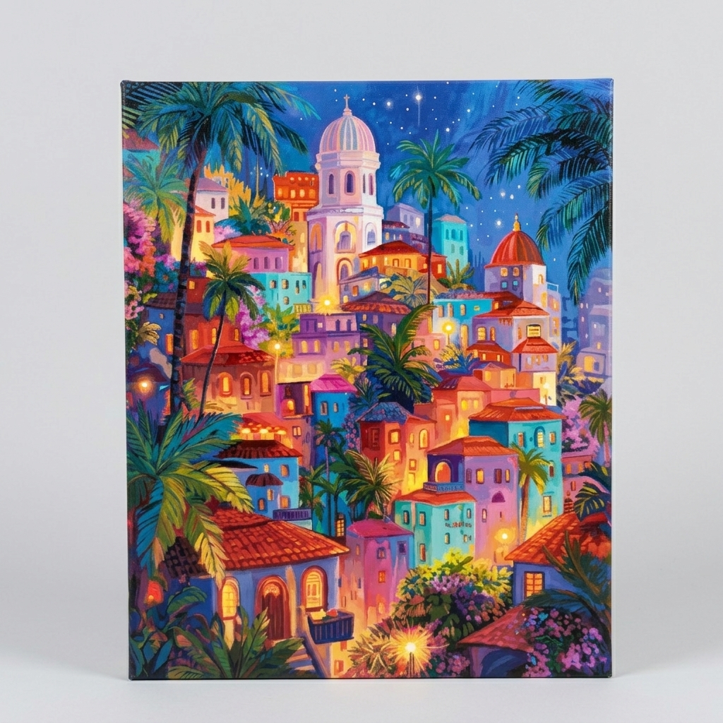 Peinture numéros Figure dArt ville tropiacle de rève