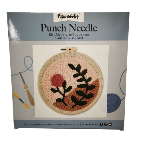 punch needle figure dart branche et rose