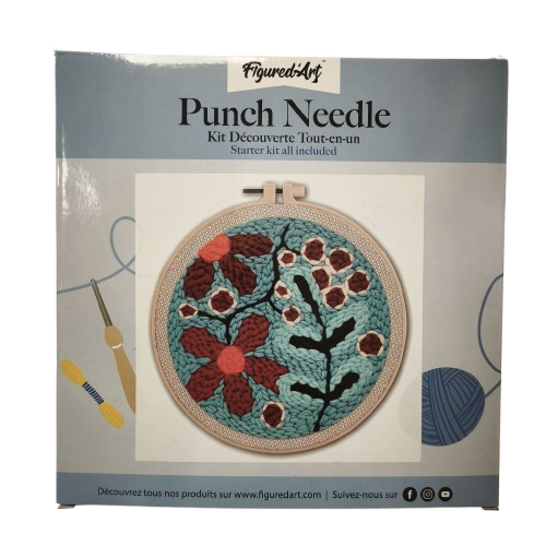 punch needle figure dart explosion de fleurs rouges