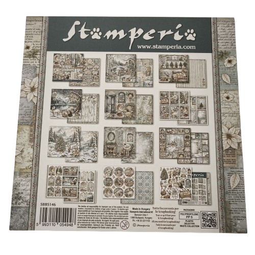 bloc papier stamperia 20x20 white christmas 2
