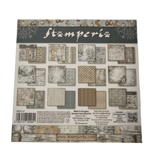 bloc papier stamperia 20x20 background white christmas 2
