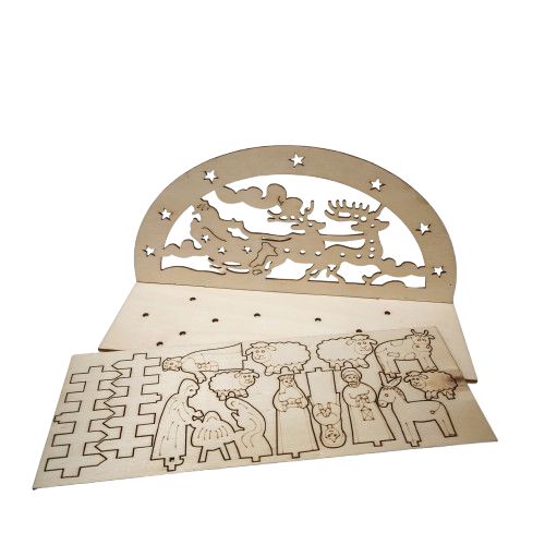 maquette 3D crèche en bois