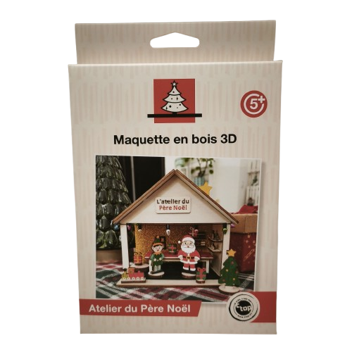 Maquette en bois 3D l atelier du père noël