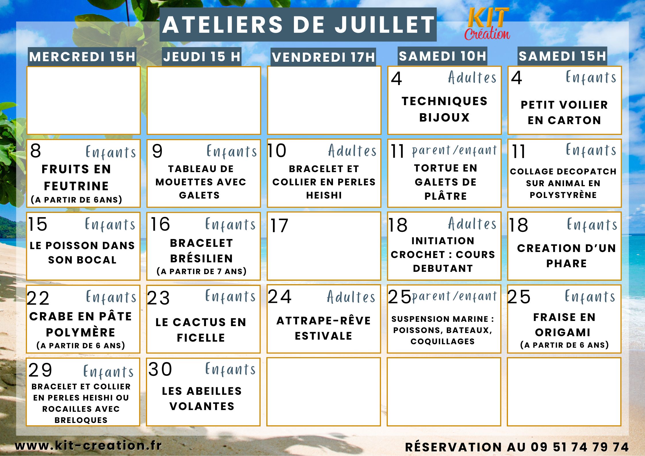 ateliers creatifs kit creation juillet 2026